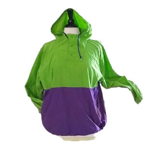 Vintage 90's GAP Windbreaker Jacket Purple & Green Hoodie  Coat